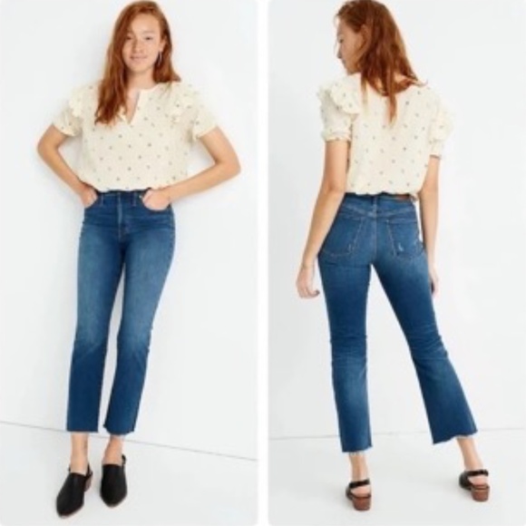 Madewell Cali Demi Boot Jeans High Rise Raw Hems 27 - Picture 1 of 8